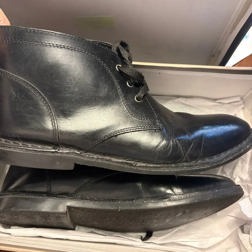 Crown Vintage Mens Casper Chukka Boots 10 Black Lace Up Oxford Leather